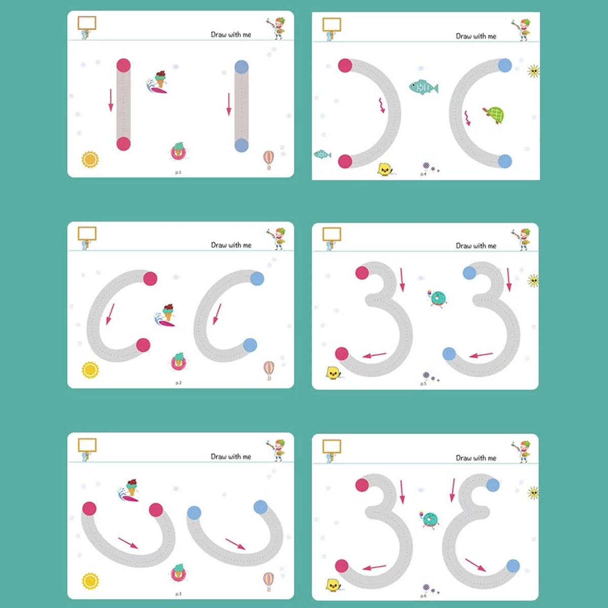 Magical Tracing Workbook Set for Kids – Reusable Learning to Write Alphabet, Numbers & Line Tracing Practice Book with Magic Pen